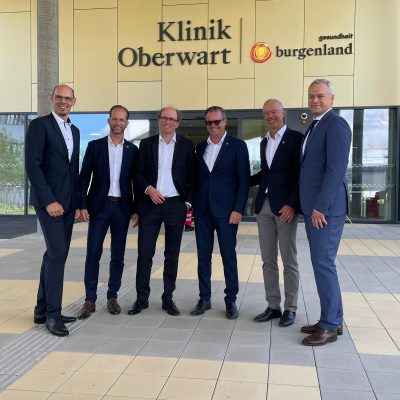 v.l.n.r.: Mag.(FH) DI Josef Strohmaier, DI (FH) Manfred Grangl, Arch. DI Franz Ederer, DI Roland Zmugg, DI Dr. Thomas Lorenz, BM Ing. Christian Hofstädter